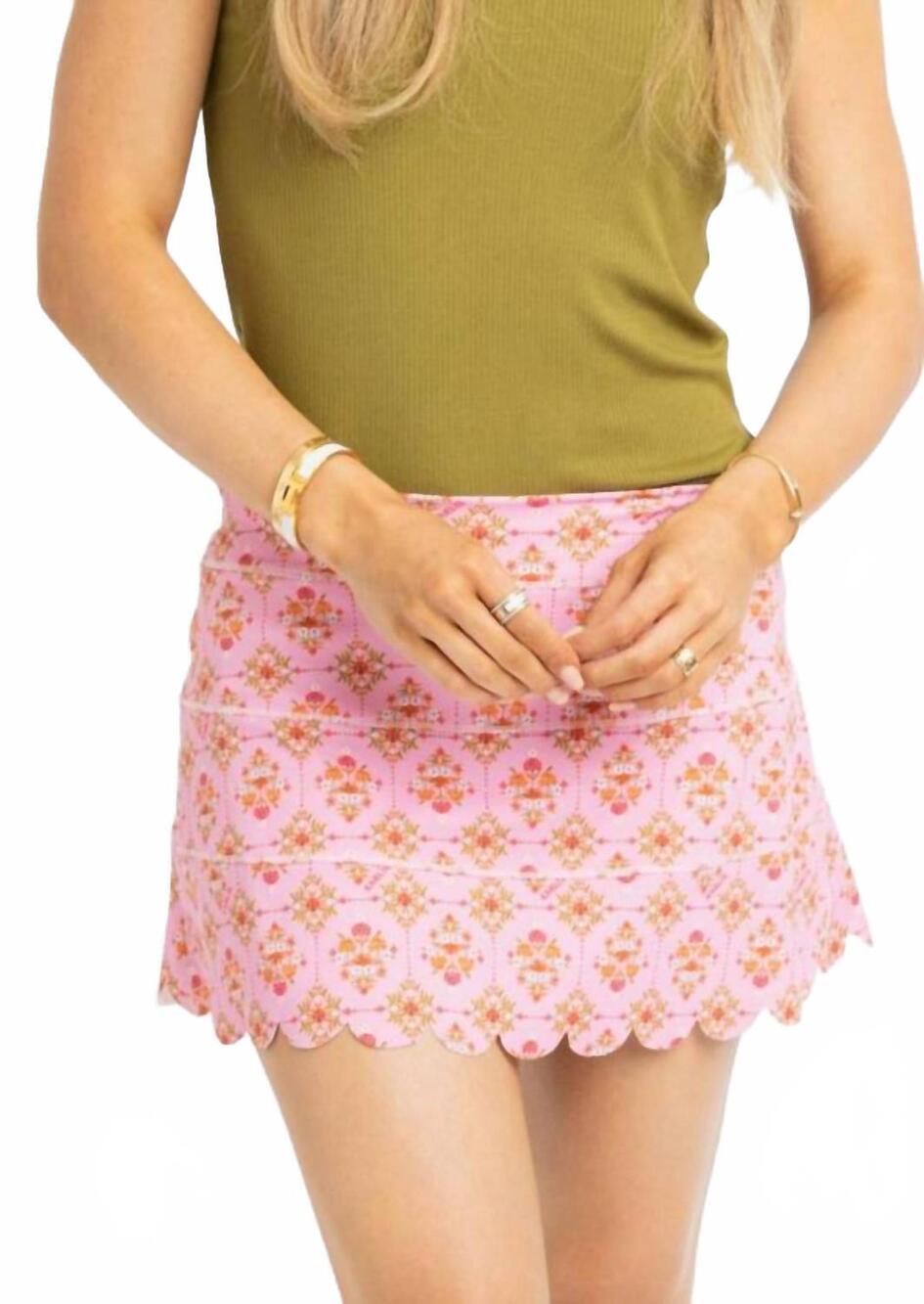 NEW KARLIE london floral scallop kourt skort in pink
